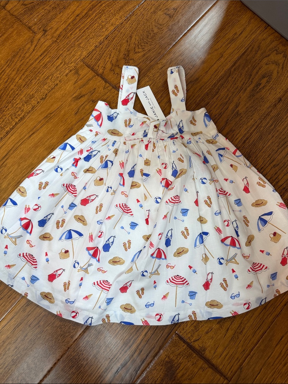 Kids White Beach-Print Sundress - Lightweight Summer Dress